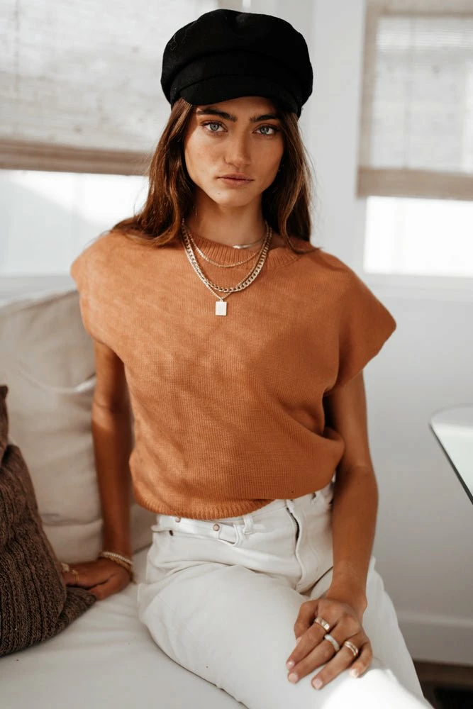 Discount ๐งจ SINA Geena Shoulder Pad Sweater In Olive ๐ 8 SINA Geena Shoulder Pad Sweater In Olive