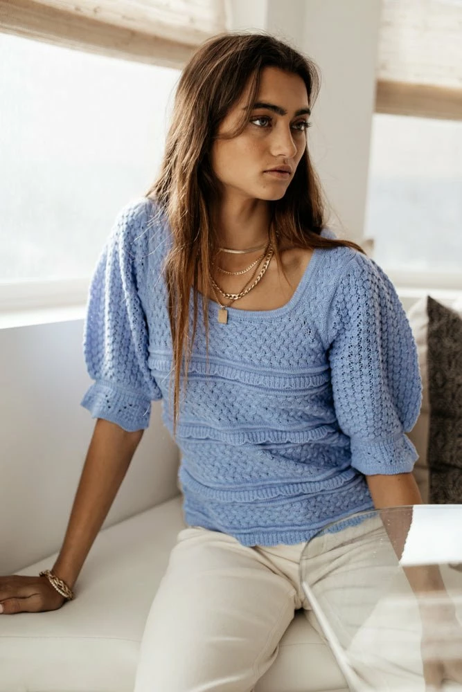 Cheapest 🛒 Vero Moda Rochelle Sweater In Blue 🥰 5 Vero Moda Rochelle Sweater In Blue