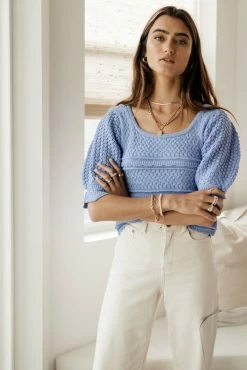 Cheapest 🛒 Vero Moda Rochelle Sweater In Blue 🥰 24 Vero Moda Rochelle Sweater In Blue