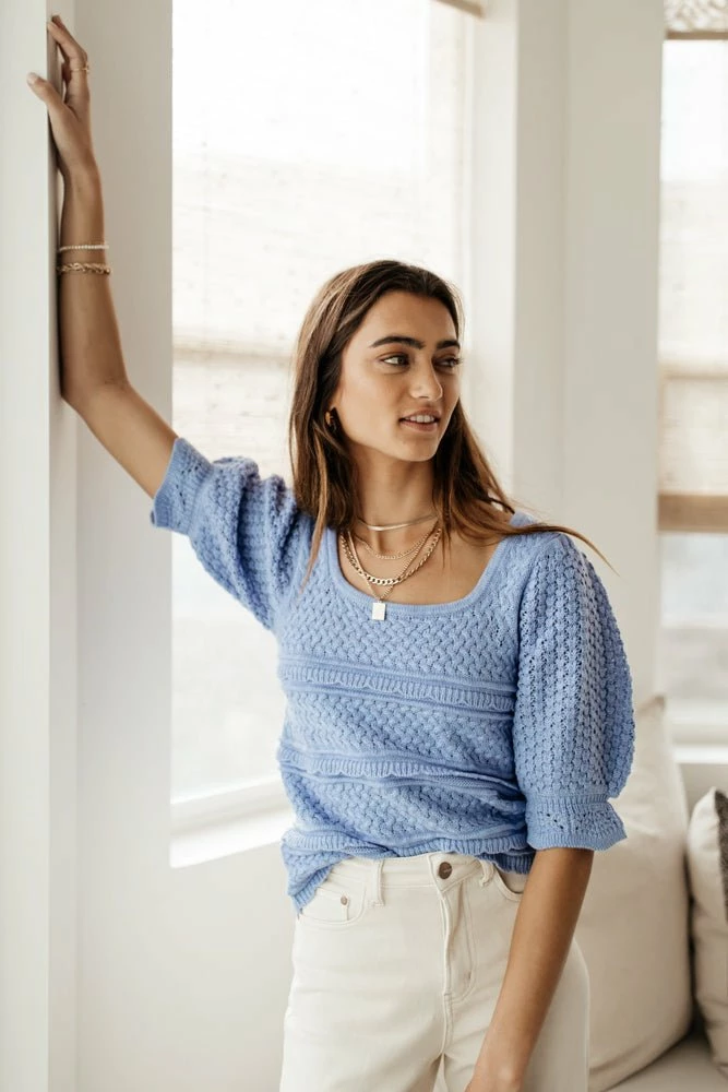 Cheapest 🛒 Vero Moda Rochelle Sweater In Blue 🥰 10 Vero Moda Rochelle Sweater In Blue