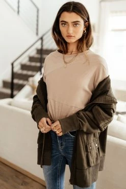 GINGER G Elena Top In Taupe - FINAL SALE