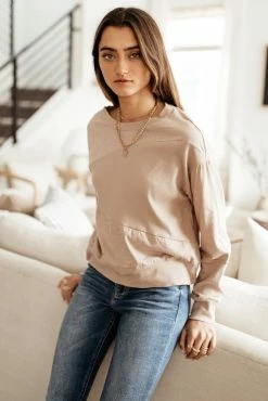 GINGER G Elena Top In Taupe - FINAL SALE