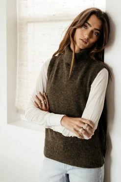 Vero Moda Lia Sweater Vest In Olive - FINAL SALE Tops
