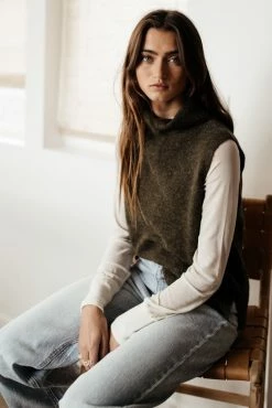 Vero Moda Lia Sweater Vest In Olive - FINAL SALE Tops