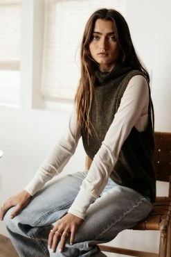 Vero Moda Lia Sweater Vest In Olive - FINAL SALE Tops