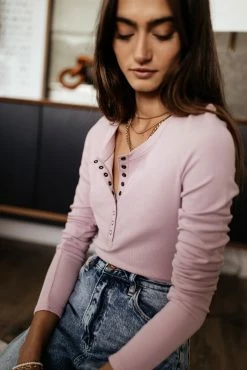 WORUI Ivanna Henley Top In Lavender - FINAL SALE