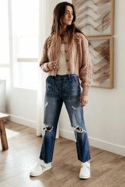 LISTICLE Sale Yulia Cropped Cardigan In Blush