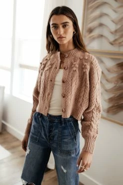 LISTICLE Sale Yulia Cropped Cardigan In Blush
