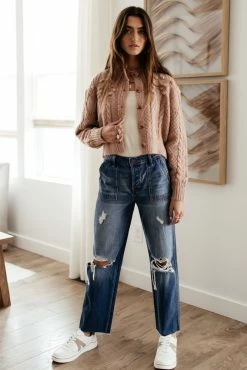 LISTICLE Sale Yulia Cropped Cardigan In Blush