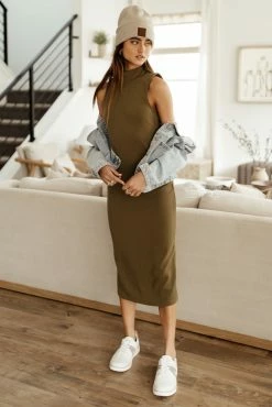 Vero Moda Gracie Bodycon Dress In Olive - FINAL SALE