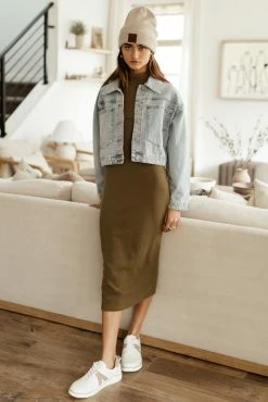 Vero Moda Gracie Bodycon Dress In Olive - FINAL SALE