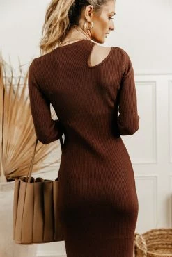 CRESCENT Edie Bodycon Dress In Brown - FINAL SALE