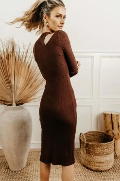 CRESCENT Edie Bodycon Dress In Brown - FINAL SALE