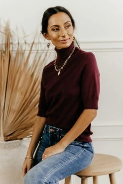 Sale Vero Moda Thea Sweater Top In Burgundy