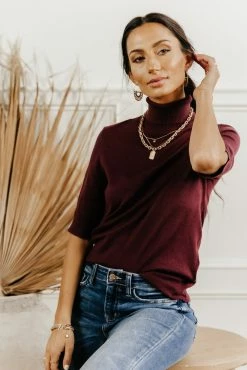 Sale Vero Moda Thea Sweater Top In Burgundy