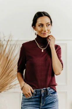 Sale Vero Moda Thea Sweater Top In Burgundy