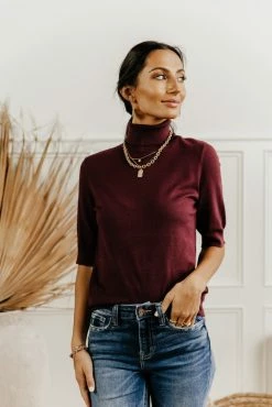 Sale Vero Moda Thea Sweater Top In Burgundy