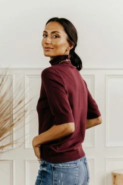 Sale Vero Moda Thea Sweater Top In Burgundy