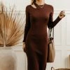 CRESCENT Edie Bodycon Dress In Brown - FINAL SALE