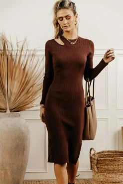 CRESCENT Edie Bodycon Dress In Brown - FINAL SALE