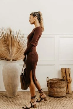 CRESCENT Edie Bodycon Dress In Brown - FINAL SALE