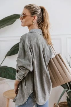 Brand new 😉 Mustard Seed Meret 👚 Shirt Jacket In Grey - FINAL SALE ⭐ 16 Mustard Seed Meret Shirt Jacket In Grey - FINAL SALE