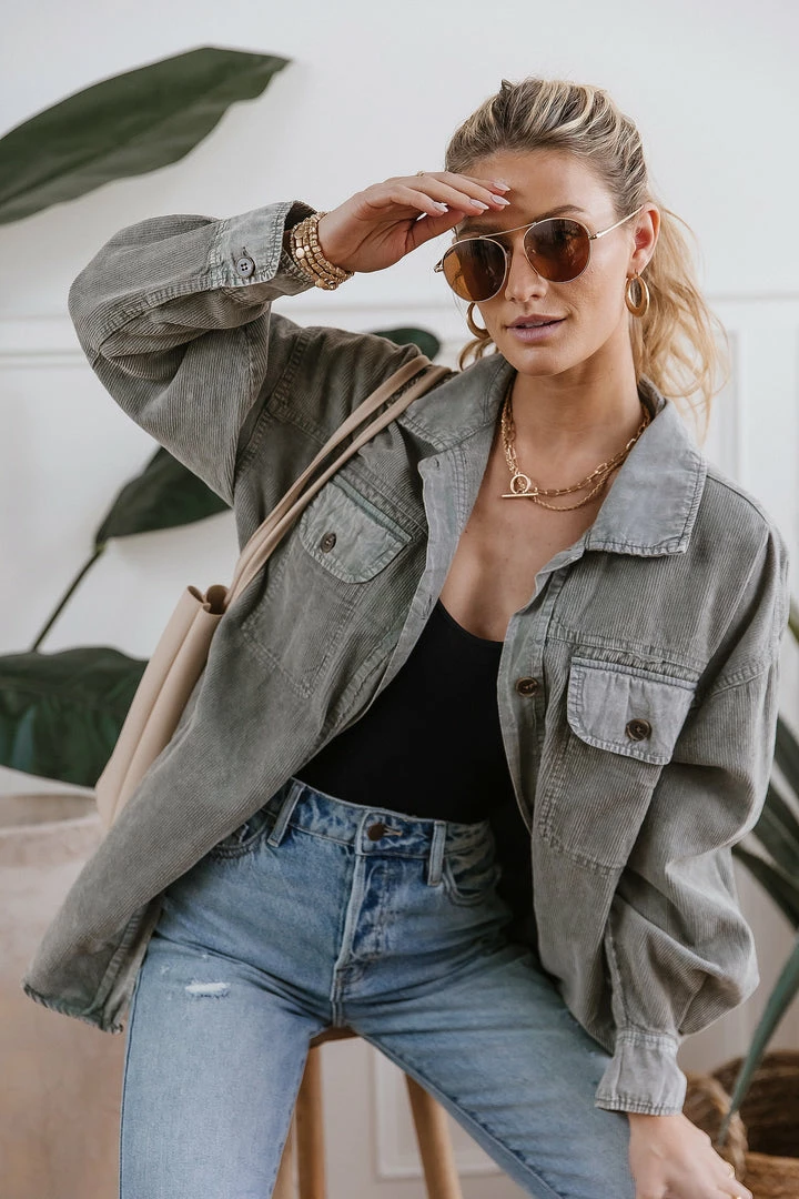 Brand new 😉 Mustard Seed Meret 👚 Shirt Jacket In Grey - FINAL SALE ⭐ 4 Mustard Seed Meret Shirt Jacket In Grey - FINAL SALE