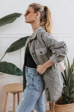 Brand new 😉 Mustard Seed Meret 👚 Shirt Jacket In Grey - FINAL SALE ⭐ 15 Mustard Seed Meret Shirt Jacket In Grey - FINAL SALE