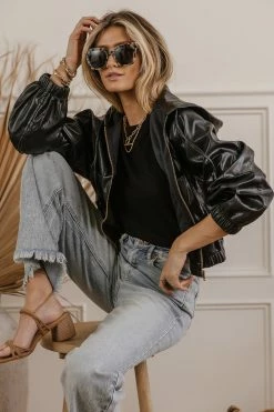 PROMESA Angie Vegan Leather Jacket In Camel - FINAL SALE