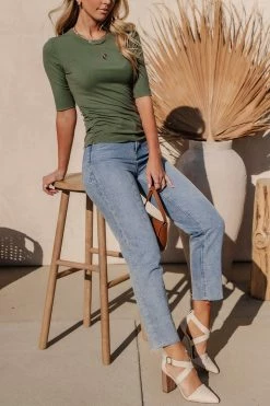 WORUI Sutton Ribbed Top In Olive - FINAL SALE