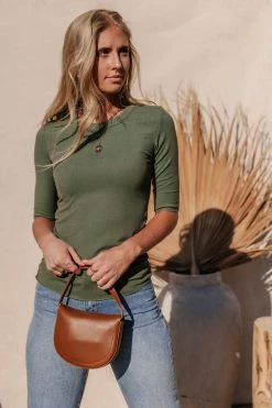 WORUI Sutton Ribbed Top In Olive - FINAL SALE