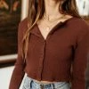 LUSH CLOTHING Bronte Cropped Cardigan In Brick - FINAL SALE