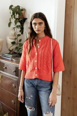SINA Everly Cardigan In Coral - FINAL SALE