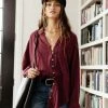 LISTICLE Rosealie Oversized Shirt In Burgundy - FINAL SALE