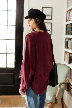 Hot Sale 🥰 LISTICLE Rosealie Oversized 👚 Shirt In Burgundy - FINAL SALE 🤩 20 LISTICLE Rosealie Oversized Shirt In Burgundy - FINAL SALE