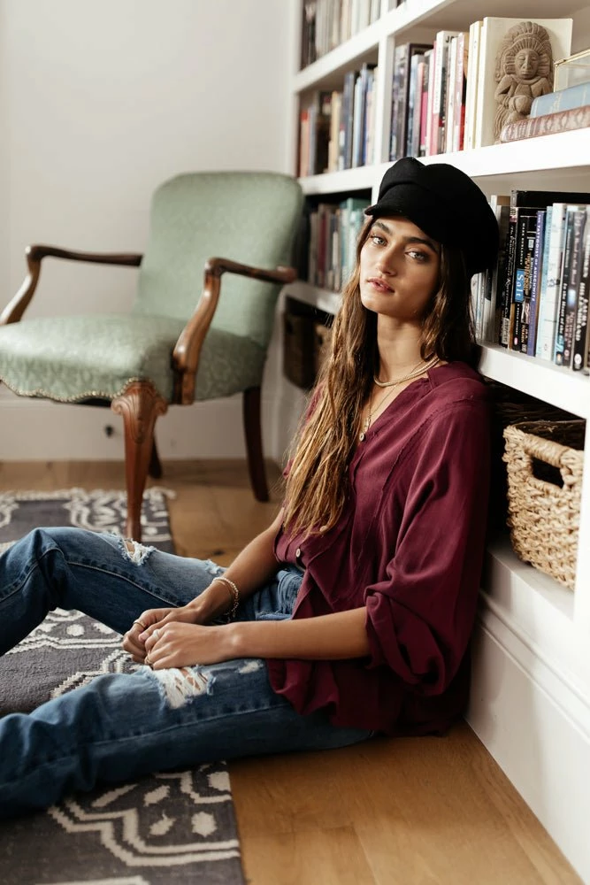 Hot Sale 🥰 LISTICLE Rosealie Oversized 👚 Shirt In Burgundy - FINAL SALE 🤩 4 LISTICLE Rosealie Oversized Shirt In Burgundy - FINAL SALE