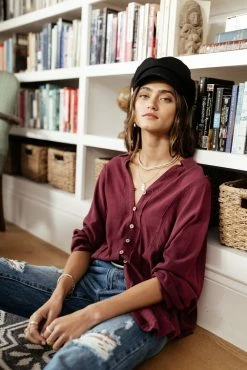 Hot Sale 🥰 LISTICLE Rosealie Oversized 👚 Shirt In Burgundy - FINAL SALE 🤩 19 LISTICLE Rosealie Oversized Shirt In Burgundy - FINAL SALE