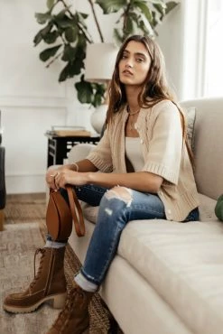 SINA Everly Cardigan In Natural - FINAL SALE