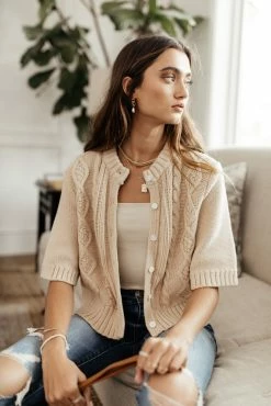 SINA Everly Cardigan In Natural - FINAL SALE