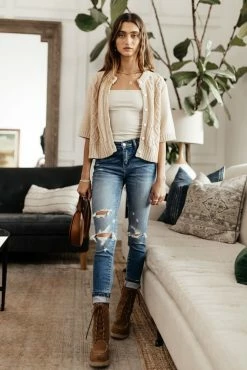SINA Everly Cardigan In Natural - FINAL SALE