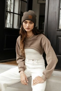 Vero Moda Alia Ultra-Cropped Sweater In Taupe
