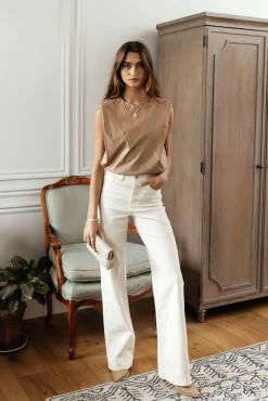 LE LIS Mattias Vegan Leather Top In Tan - FINAL SALE