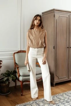 LE LIS Mattias Vegan Leather Top In Tan - FINAL SALE