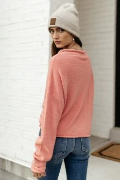 New ✨ WORUI Sale Rhonda Mock Neck Top In Coral ❤️ 14 WORUI Sale Rhonda Mock Neck Top In Coral