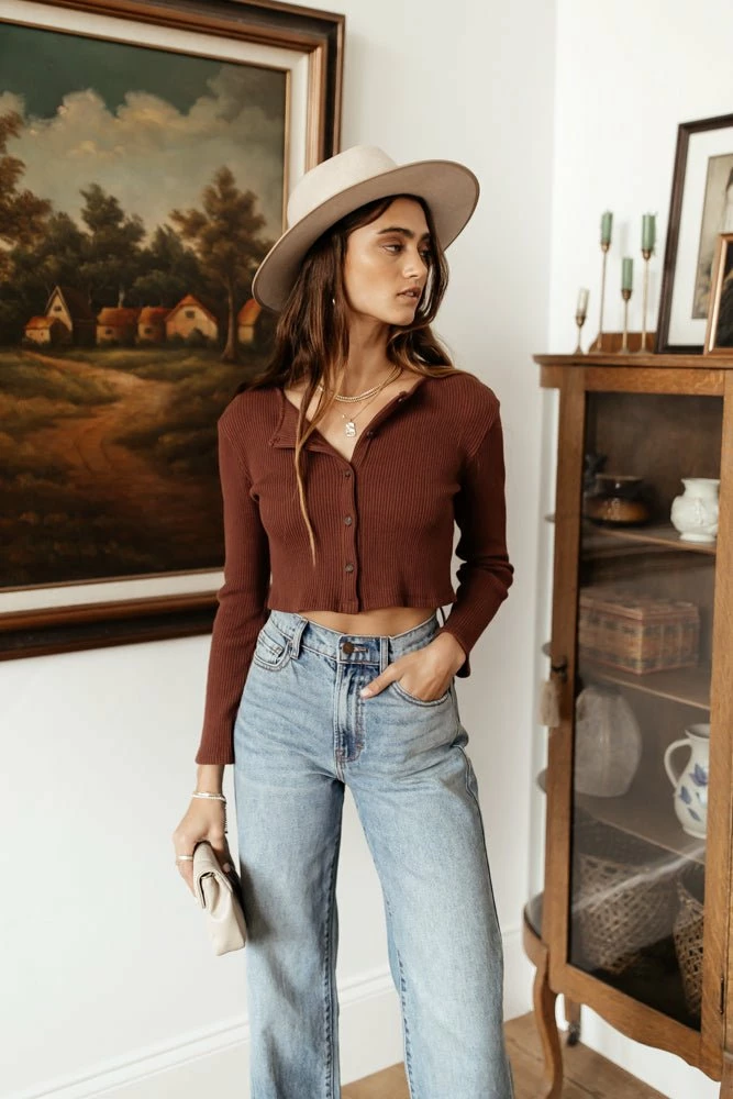 Cheap โญ LUSH CLOTHING Bronte Cropped Cardigan In Brick - FINAL SALE ๐ 3 LUSH CLOTHING Bronte Cropped Cardigan In Brick - FINAL SALE