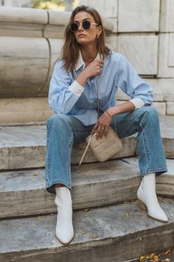 AARON & AMBER Kathryn Button Up Shirt In Light Blue - FINAL SALE