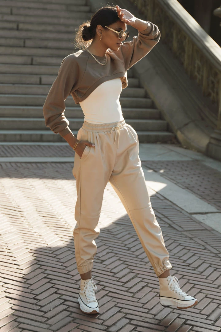 Best deal ✔️ AARON & AMBER Sahara Vegan Leather Joggers - FINAL SALE ⌛ 1 AARON & AMBER Sahara Vegan Leather Joggers - FINAL SALE