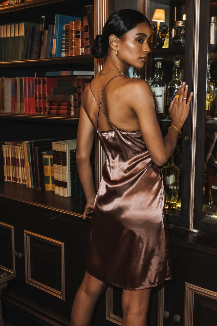 Cheapest 🛒 Vero Moda Serein Mini Slip 👗 Dress In Brown - FINAL SALE ⭐ 7 Vero Moda Serein Mini Slip Dress In Brown - FINAL SALE