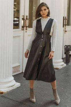 AARON & AMBER Leonid Vegan Leather Overall Dress - FINAL SALE