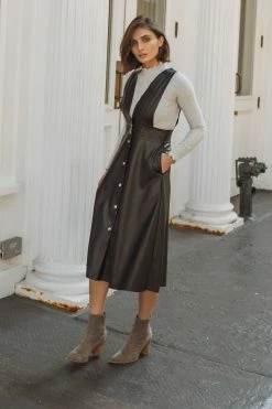 AARON & AMBER Leonid Vegan Leather Overall Dress - FINAL SALE